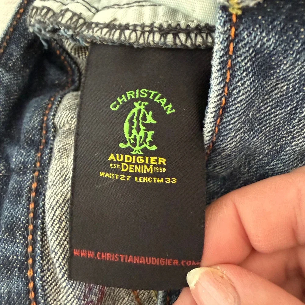 Christian Audigier Y2K Est‎ Denim 1958 Skull Embroidered Jeans Mens 27x33